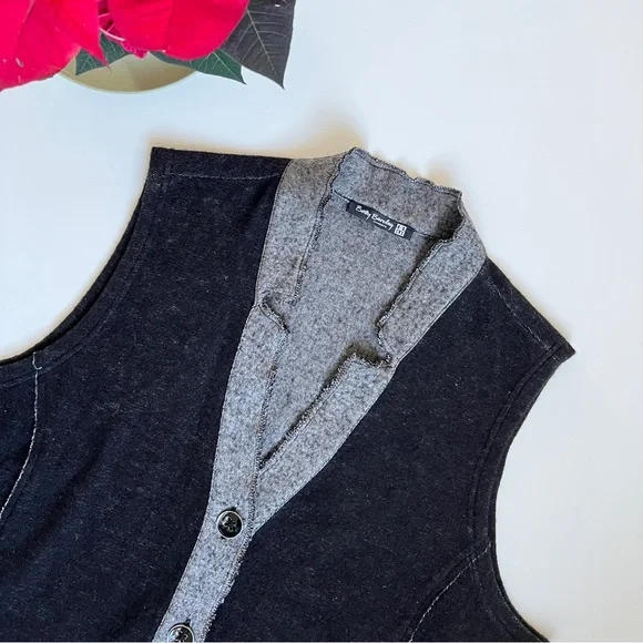 Betty Barclay Vintage Utility Workwear Oversized Wool Knit Gulet Vest Waistcoat - Picture 8 of 13